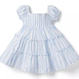 Janie and Jack The Abigail Striped Smocked Baby Dress Kentucky Blue Stripe 12-18